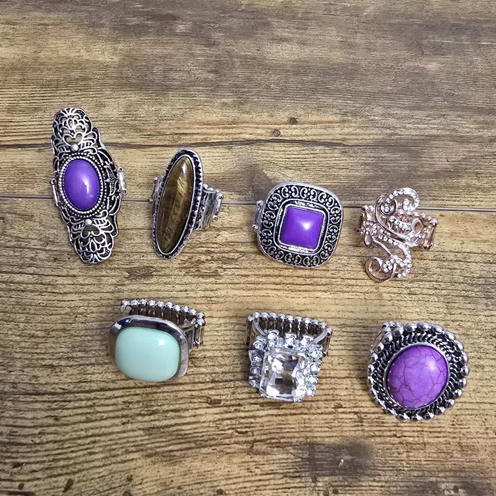 Stretchy Statement Ring Lot Of 7